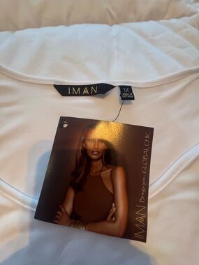 IMAN Cream White Scoop Neck Top